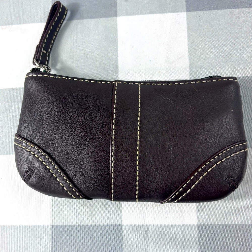 Vintage Coach Mahogany Brown Coin purse with Keychain. NWT.